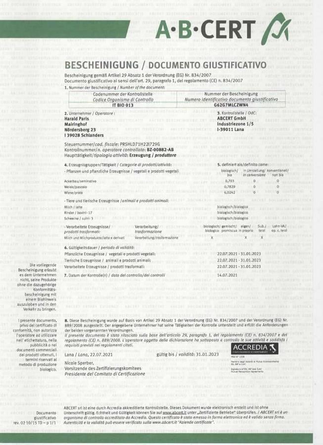 Bio-Bauernhof Mairinghof-Paris Villa Silandro Eksteriør billede